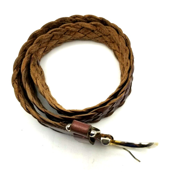 Men's Braided Leather Belt Brown 1.5" Small 30-32 The Leather Shop Style #5421 - Picture 2 of 5